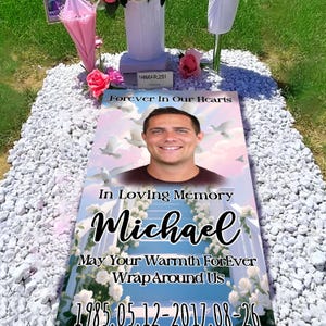 Personalized Photo Memorial Grave Cover,Custom Memorial Blanket for Him,Editable Memorial Grave Blanket,Adult Grave Blanket,Memorial Gift