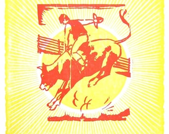 VIVA NASHVEGAS TM Bull Rider LetterPress Poster by Hatch Show Print, Nashville