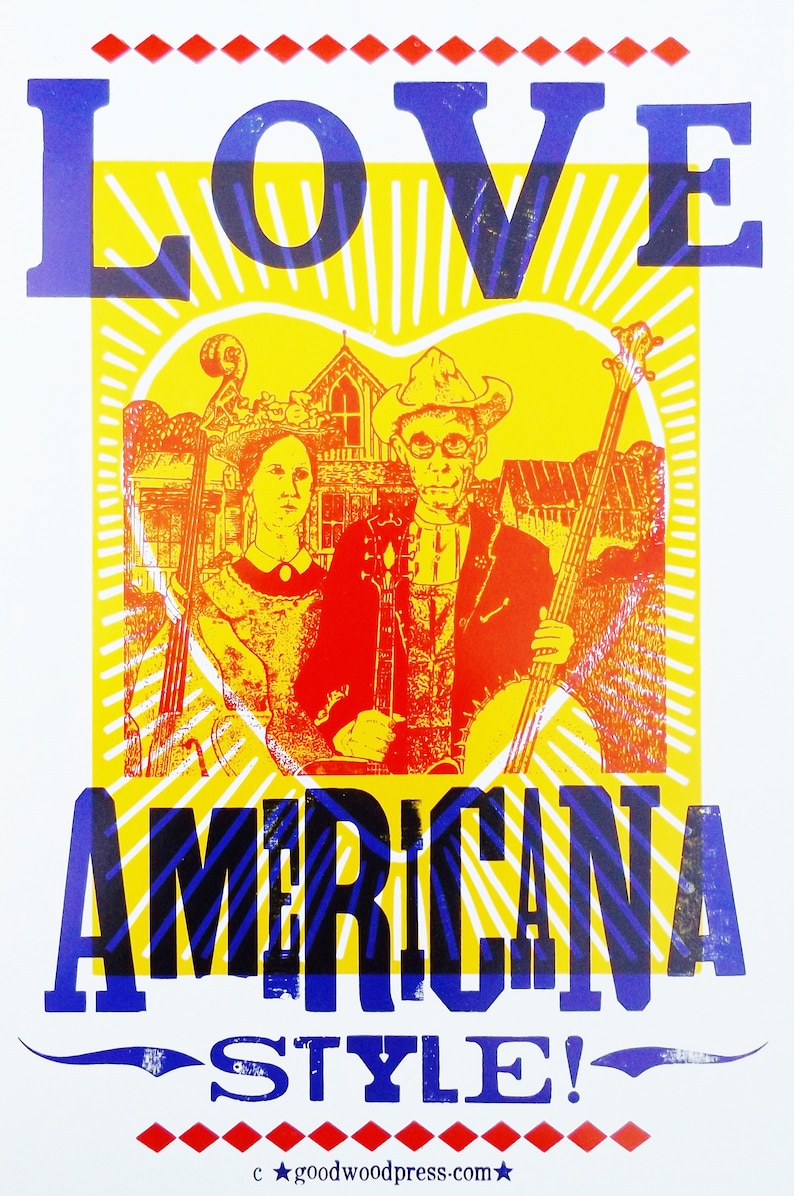 LOVE AMERICANA STYLE Handmade LetterPress Poster image 1
