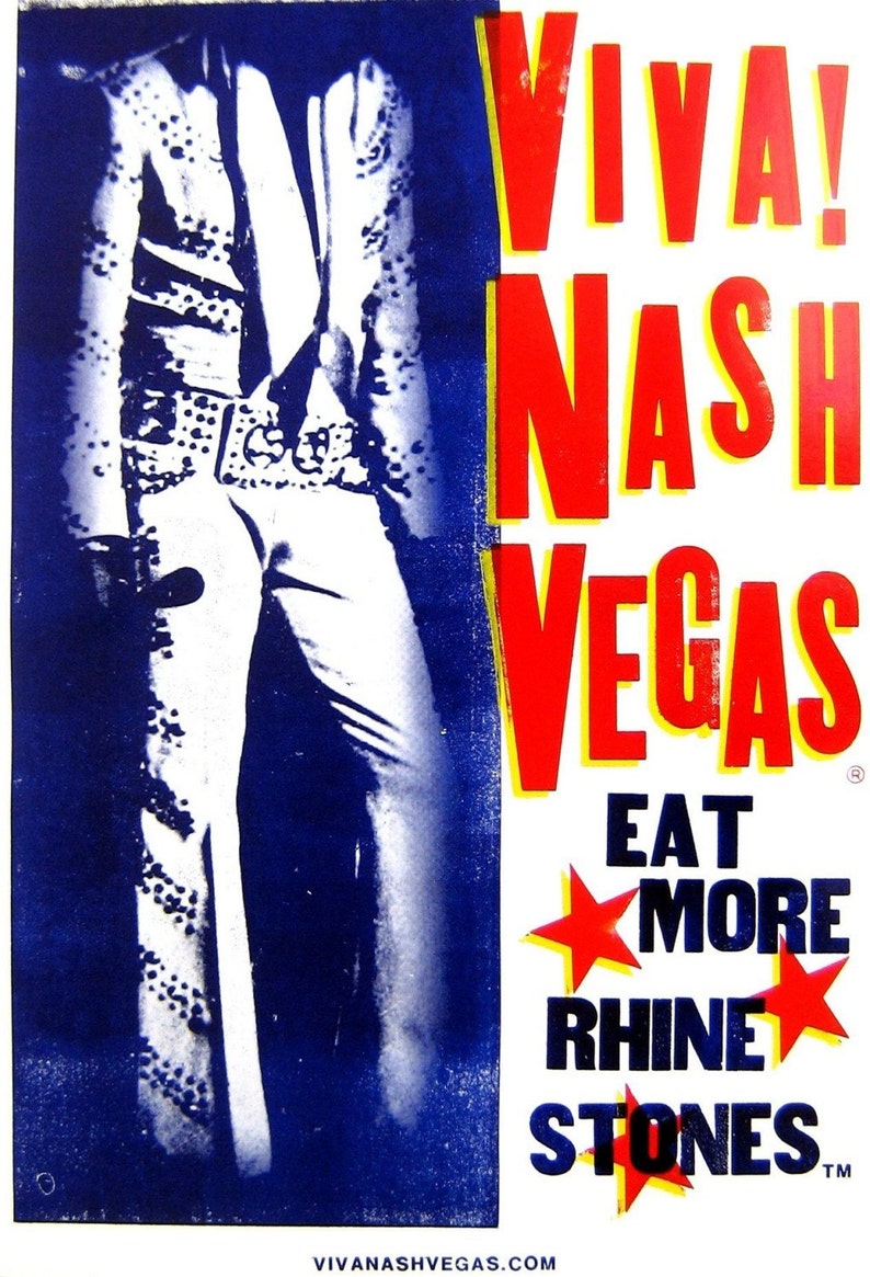 VIVA NASHVEGAS eat more rhinestones TM Print from LetterPress Poster image 1