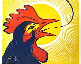 VIVA NASHVEGAS TM Crowing Rooster LetterPress Poster by Hatch Show Print, Nashville