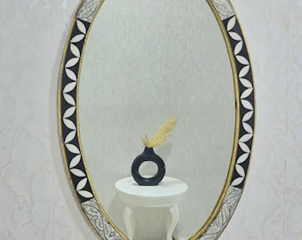 moroccan antique bone mirror Oval Mirror handmade mirror