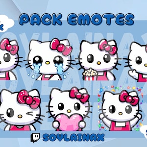 Hoogwaardig emotepakket: Cute Kitty. Schattige emotes in chibi-stijl voor Twitch, YouTube, Kick en Discord.