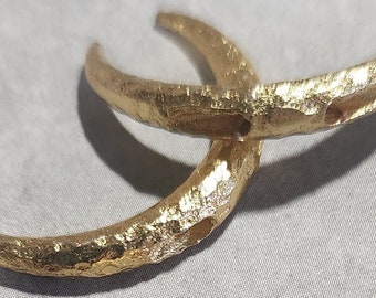 24 karat Gold over Copper Textured Crescents (2)