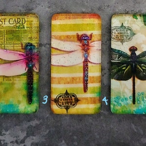 Glass Image 1x2 inch Domino Cabs Dragonflies!