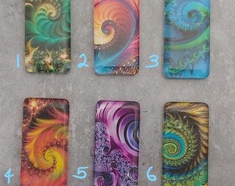Glass Image 1x2 inch Domino Cabs - Boho Fractals!