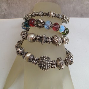 Baby - Handmade Vintage Sterling Silver Bali Bead Bangle Bracelet