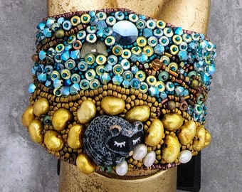 Kinga Bledsoe's Sweet Dreams (Raccoon) Bracelet beaded by Nikia Angel