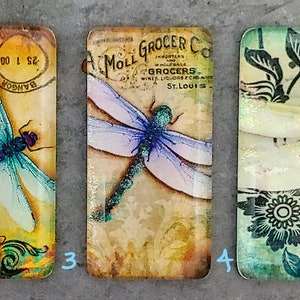 Glass Image 1x2 inch Domino Cabs Dragonflies!