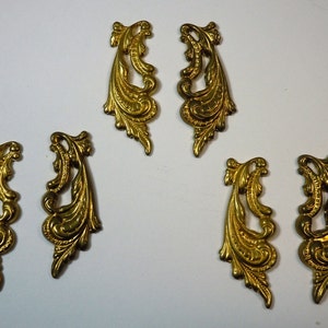 Vintage Brass Art Nouveau Stamped Components Matched Pair L&R image 1