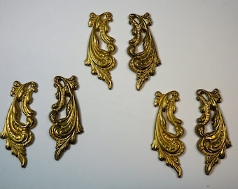 Vintage Brass Art Nouveau Stamped Components Matched Pair  (L&R)