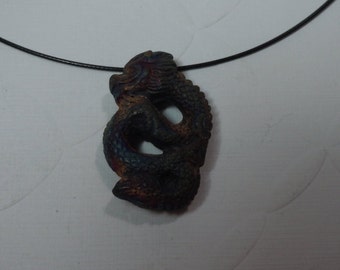 New! Large Raku Coiled Dragon