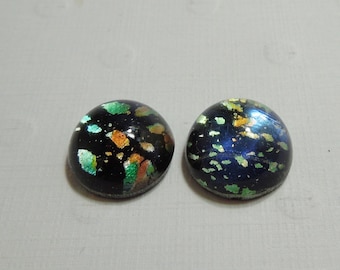 Vintage 10mm Round Foiled Stone in Midnight Blue Opal
