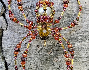 Pearl Beaded Hanging Spider Kit with Faberge Caged Bead