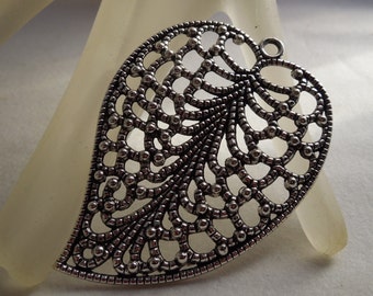 Large Filigree Leaf Pendant - Lead Free Pewter