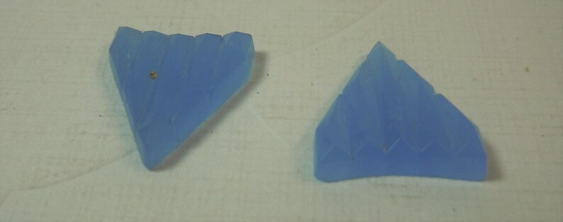 Art Deco Architectural Blue Chalcedony Glass Triangle Stone 2 image 3