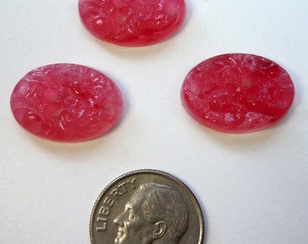 12mmx18mm Vintage Japanese Floral Rosy Pink Glass Cabochon