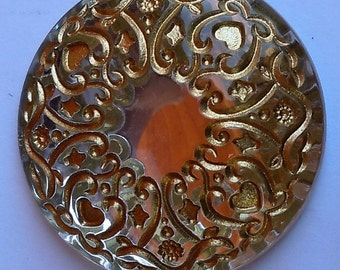 Vintage Mirrored Filigree Acrylic Cabachons - 3 sizes