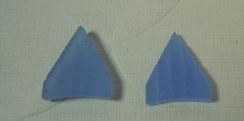 Art Deco Architectural Blue Chalcedony Glass Triangle Stone 2 image 4