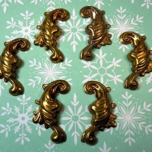 Vintage Brass Art Nouveau Stamped Components Matched Pair  (L&R)