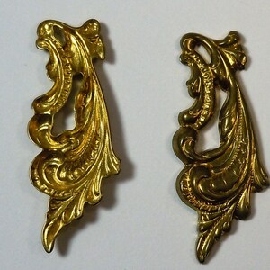 Vintage Brass Art Nouveau Stamped Components Matched Pair L&R image 2
