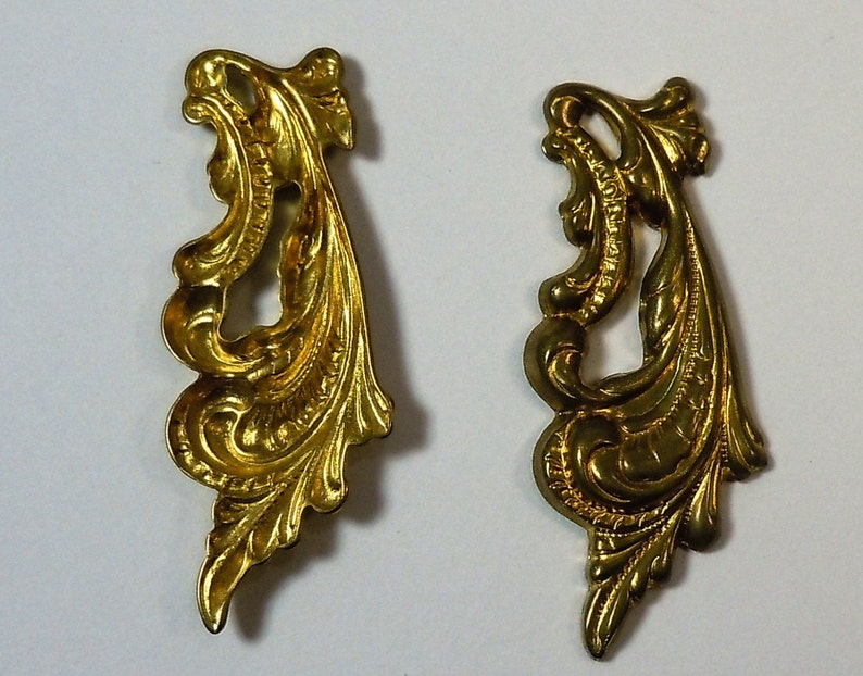 Vintage Brass Art Nouveau Stamped Components Matched Pair L&R image 2