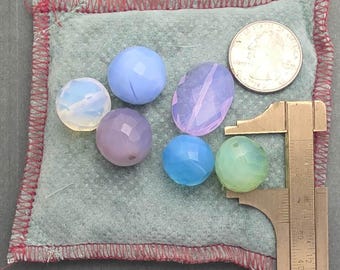 Rare! Large Faceted Opalite Czech Fire Polish beads (2 of each color) Spider Butts!