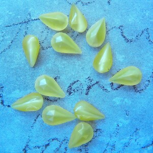 Sixty 5x7mm Vintage Moonglow Glass Pear shaped faceted stone in six colors image 4