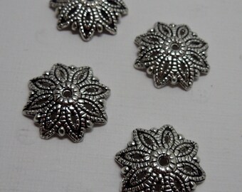 15mm Lead Free Pewter Antique Silver or Gold Bead Caps (10)