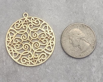 24 karat Gold over Copper Filigree Flat Round or Triangle