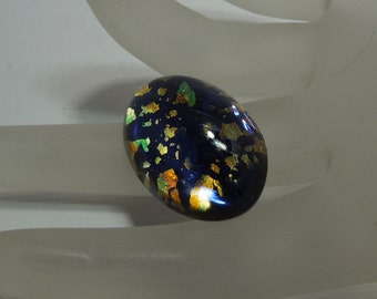 Vintage 24x18mm Oval Foiled Stone in Midnight Blue Opal