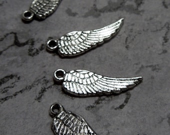 BLACK FRIDAY BOGO Small Lead Free pewter Angel Wings charms (4)  4mmx12mm