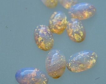 One dozen 5x3mm Vintage Czech Pink Opal Glass Oval shaped stone