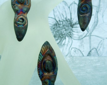 Raku spiral Goddess pendant