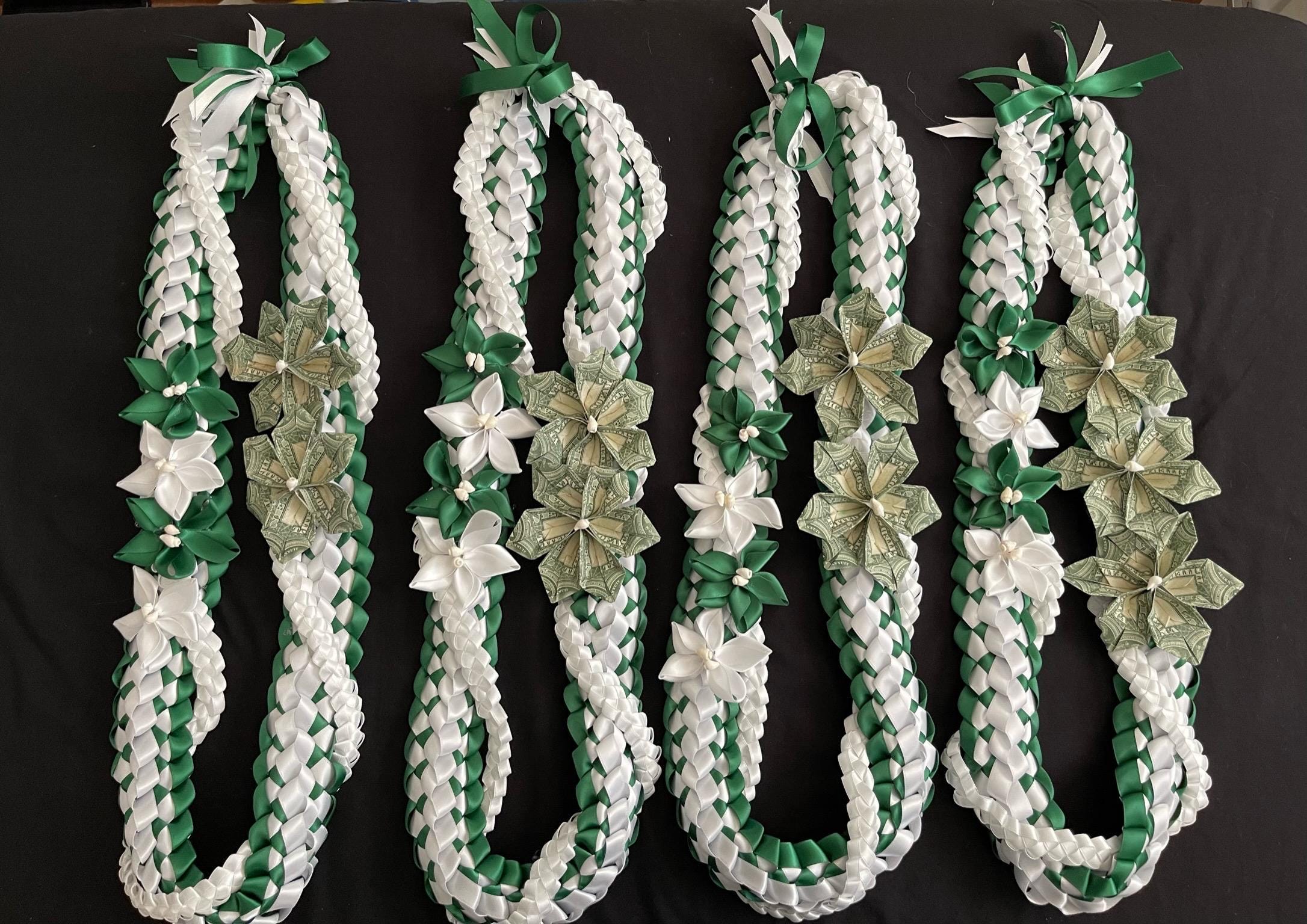 Abschluss-Lei - Doppelband-Lei mit Blumen