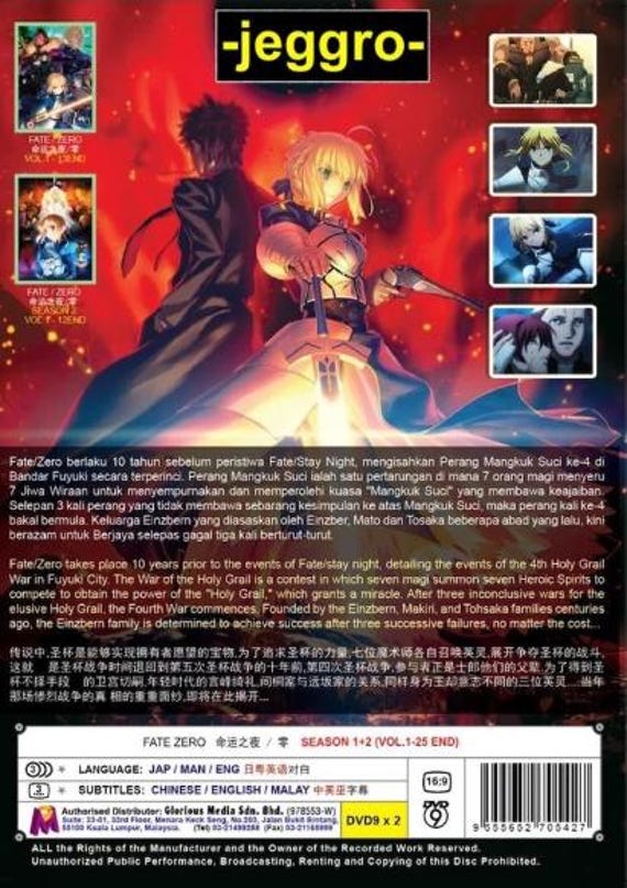 Anime DVD Fate/zero Season 1+2 Vol. 1-25 End English Dubbed