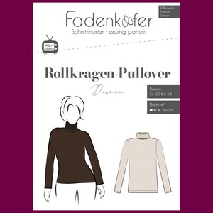 Fadenkäfer Papierschnittmuster Rollkragen Pullover Damen – klassischer Rolli mit Puffärmeln oder normalen Ärmeln nähen