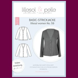 Papierschnittmuster Basic Strickjacke lillesol women No 59 klassische Damen Strickjacke nähen Cardigan Schnittmuster