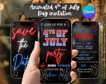 Animated July 4th Party Invitation: Mobile Video Evite (Digital Download)