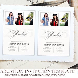 Graduation Invitation Template, Aesthetic Picture Collage Invite, Class of 2025 Digital Download, Graduation Party Invite, Instant Download.