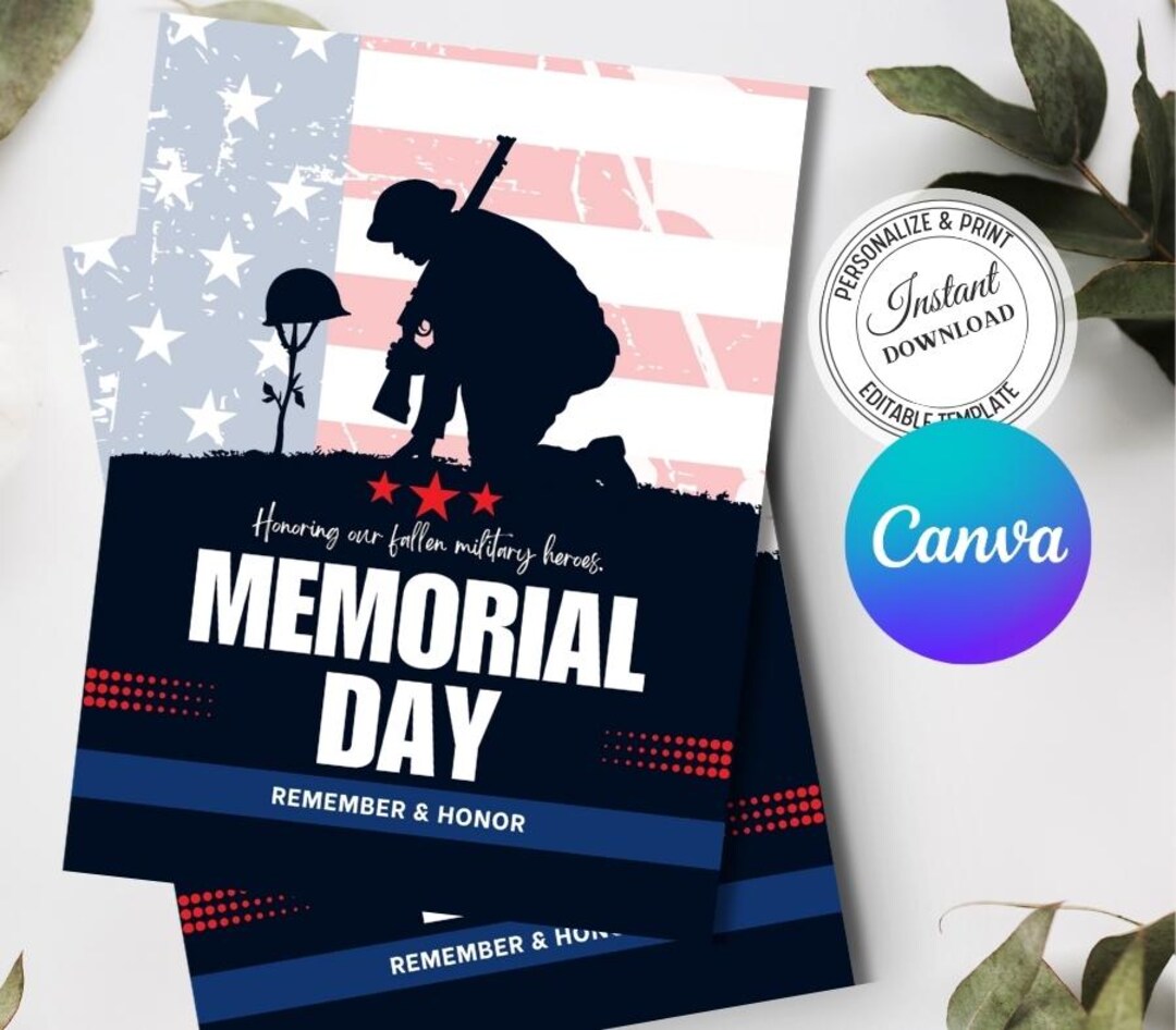 Modern Memorial Day Invitation Template | Red & Dark Blue Geometric ...