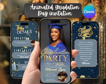 Animated Graduation Invitation: Red & Gold Mobile Video Evite (Digital Download)
