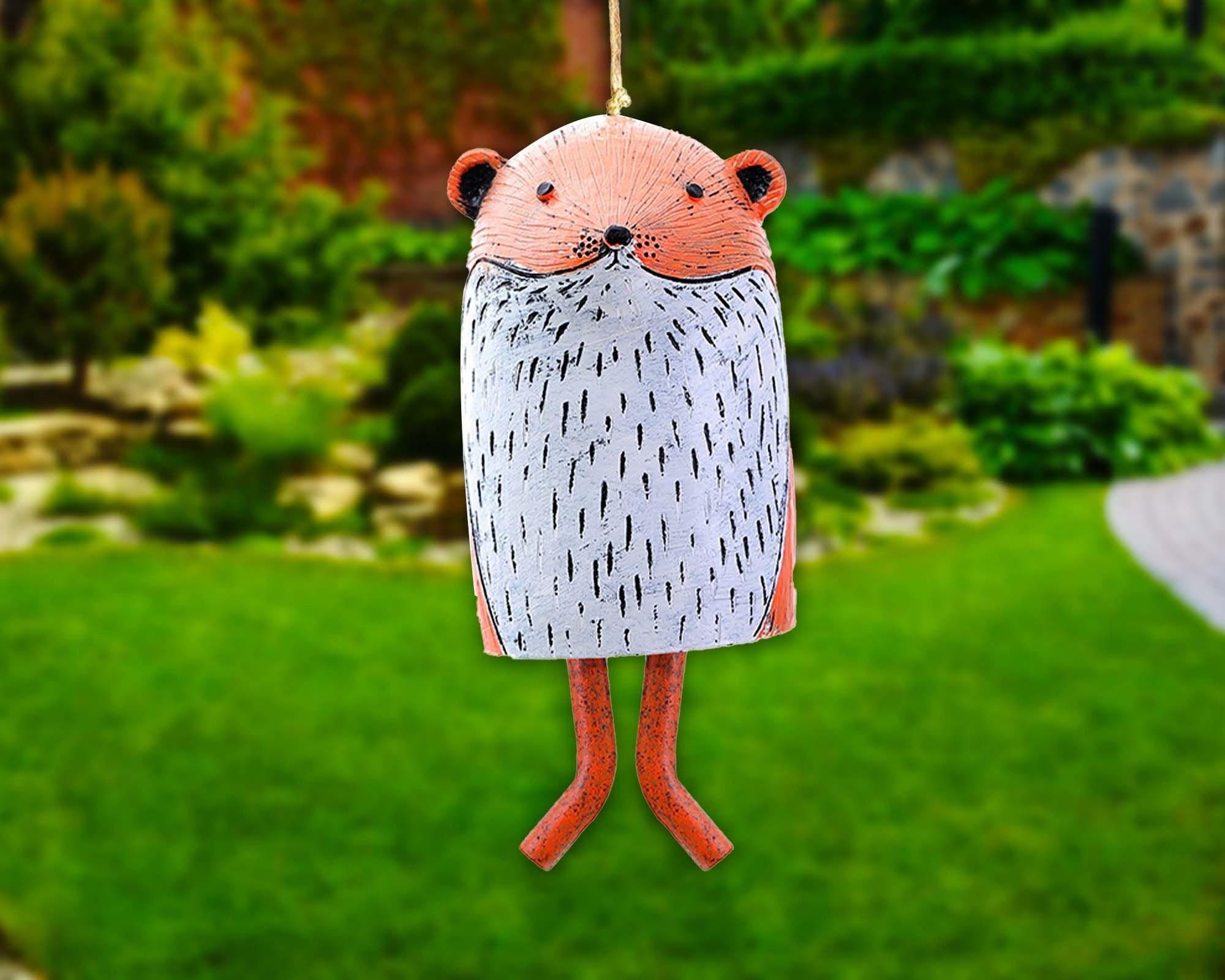 Animal Wind Chimes, Fox Wind Bell, Garden Decor, Resin Cute Pet, Animal Garden Decoration, Rustic Hanging Chimes.