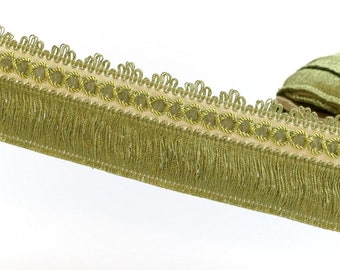 Vintage Green Fringe Trim - Chenille Braid - 55 mm wide - Sold by the Yard