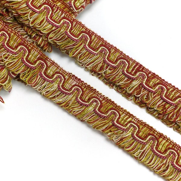 Vintage French Fringe Trim - Red Pink Green Ecru - 40mm - New Old Stock Condition sold by the yard