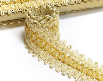 Vintage Cream Trim Tape - Chenille Braid - Fabric Trim Tape 50mm wide sold by the yard