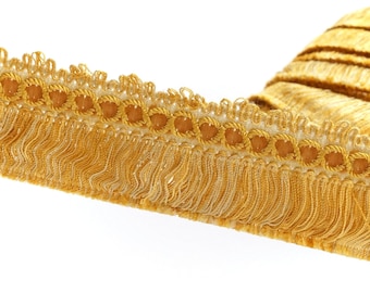 Vintage Yellow Fringe Trim - Chenille Braid - 55 mm wide - Sold by the Yard