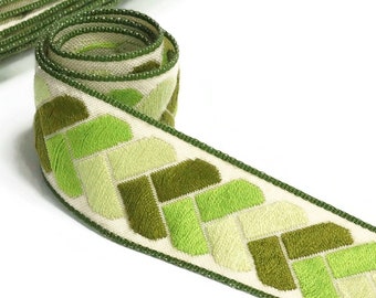 3m Green Vintage Decor Trim - Jacquard Trim Tape - Border trim - Retro Op Art Decor - 4 cm wide