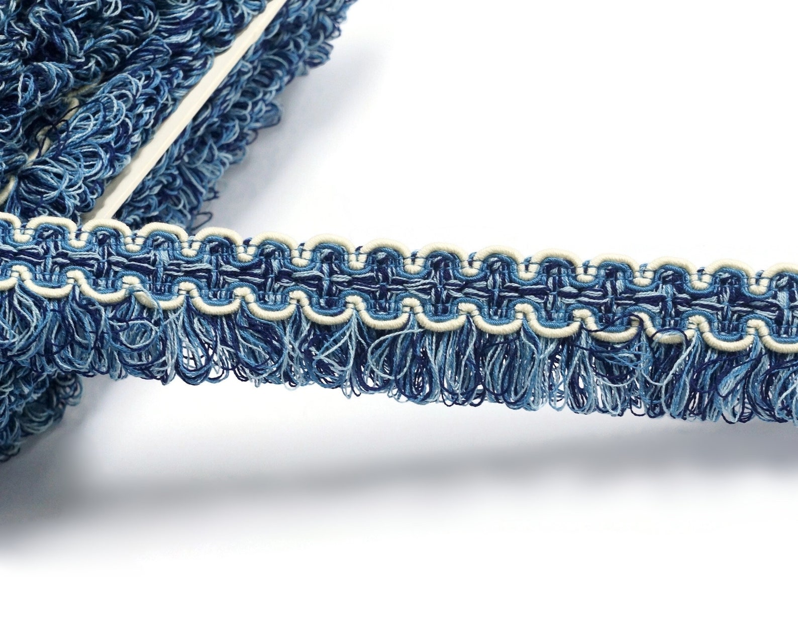 Vintage Fringe Trim in Navy Blue and White Etsy