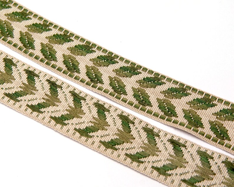 Green Vintage Trim by the Yard Upholstery Trim Woven Trim Etsy